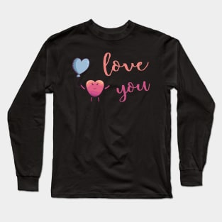 i love you heart with balloon valentines day gift Long Sleeve T-Shirt